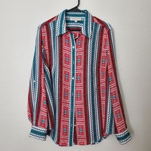 NWOT Jones New York Southwestern ButtonDown Blouse